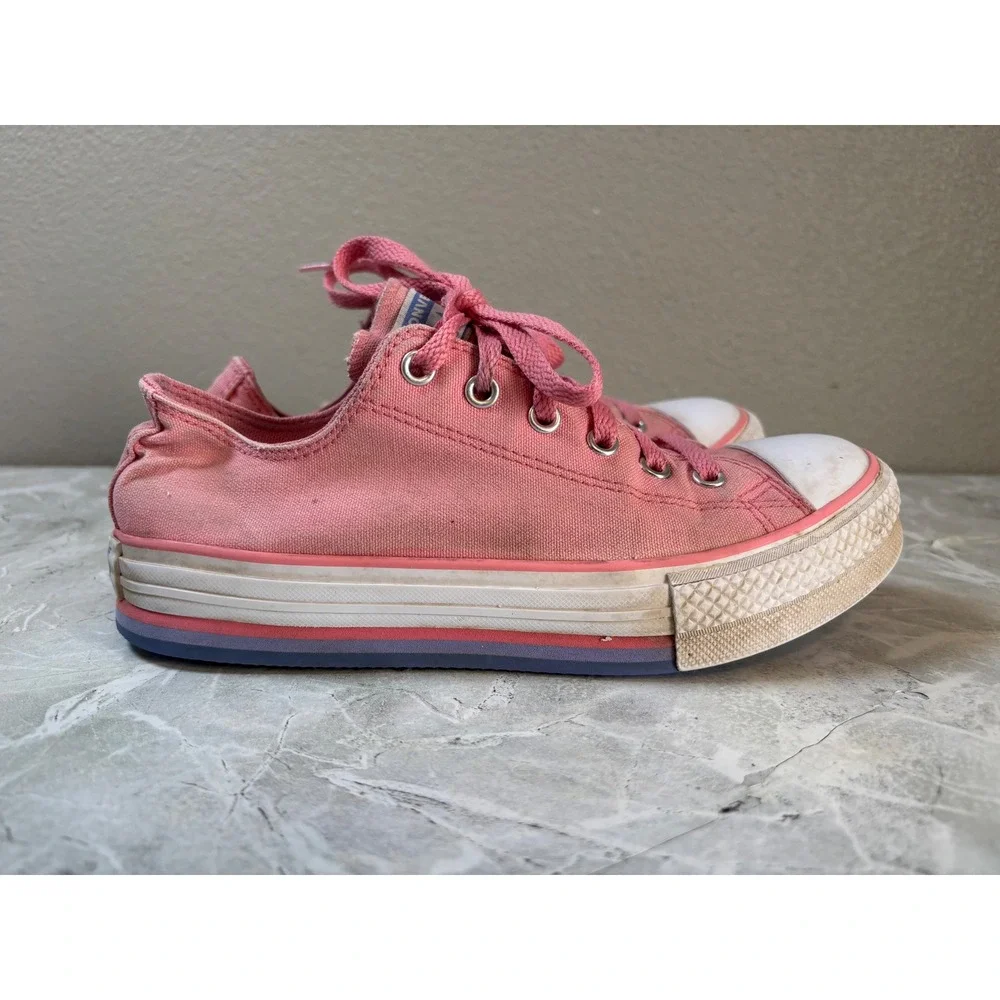 Converse All Star Junior Pink Platform Low Top Sneakers 670735F Size 4.5Y‎